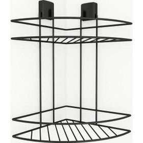 Decorev DC-5021 Siyah Dekoratif Yapışkanlı Metal İki Katlı Şampuanlık