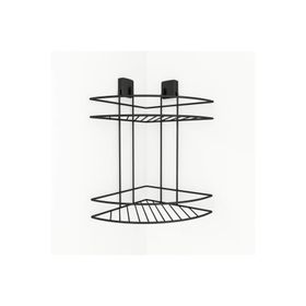 Decorev DC-5021 Siyah Dekoratif Yapışkanlı Metal İki Katlı Şampuanlık