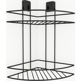 Decorev DC-5021 Siyah Dekoratif Yapışkanlı Metal İki Katlı Şampuanlık