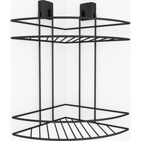 Decorev DC-5021 Siyah Dekoratif Yapışkanlı Metal İki Katlı Şampuanlık