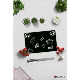 Decorita Siyah 20-30 cm Cam Kesme Tahtası