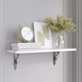 Decormet 015021201504203 Parlak Beyaz Siyah 20x60 cm Retro Raf Seti