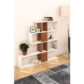 Decormet 030010079904043 Beyaz Ceviz Karlin Kitaplık