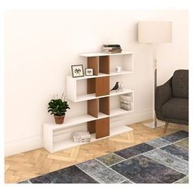 Decormet 030010079904043 Beyaz Ceviz Karlin Kitaplık