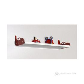 Decormet Araba Kırmızı Beyaz Duvar Rafı