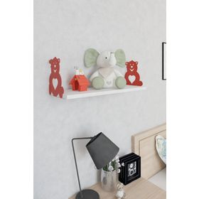Decormet Kalpli Ayıcık Kırmızı-Parlak Beyaz Raf Seti