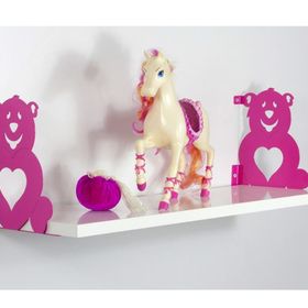 Decormet Kalpli Ayıcık Pembe-Parlak Beyaz Raf Seti