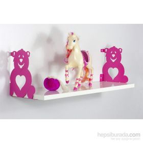 Decormet Kalpli Ayıcık Pembe-Parlak Beyaz Raf Seti