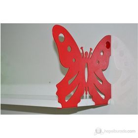Decormet Kelebek Kırmızı - Parlak Beyaz Kitaplık