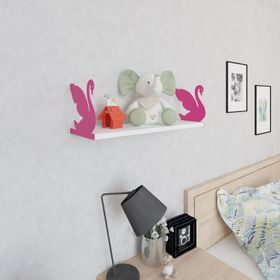 Decormet Kuğu Pembe-Parlak Beyaz Raf Seti
