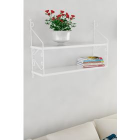 Decormet Seramoni 2 Raflı Beyaz-Ahşap Parlak Beyaz Raf Seti