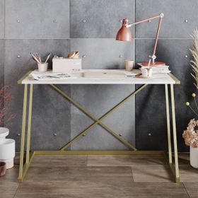 Decorotika Anemon Beyaz Gold Çalışma Masası