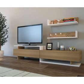 Decorotika Ayaz Teak Beyaz TV Ünitesi