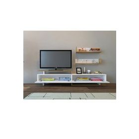 Decorotika Ayaz Teak Beyaz TV Ünitesi