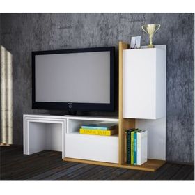 Decorotika Begi Beyaz-Teak Tv Ünitesi