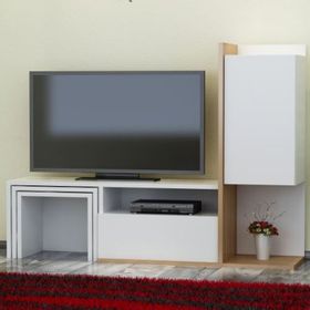 Decorotika Begi Beyaz-Teak Tv Ünitesi