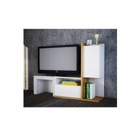 Decorotika Begi Beyaz-Teak Tv Ünitesi