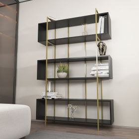 Decorotika Bruti Antrasit Gold Kitaplık
