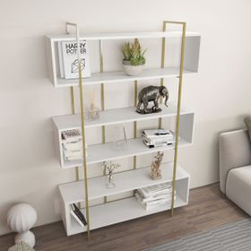 Decorotika Bruti Beyaz Gold Kitaplık