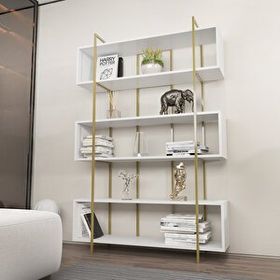 Decorotika Bruti Beyaz Gold Kitaplık