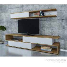 Decorotika Kapisko Beyaz-Teak TV Ünitesi