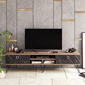 Decorotika Lorenz Ceviz Siyah Tv Ünitesi