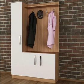 Decorotika Naturel Beyaz-Teak Portmanto