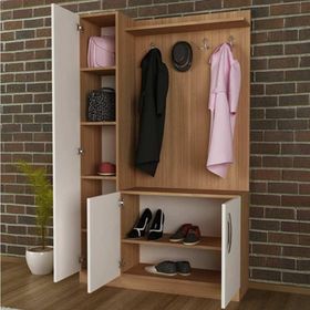 Decorotika Naturel Beyaz-Teak Portmanto