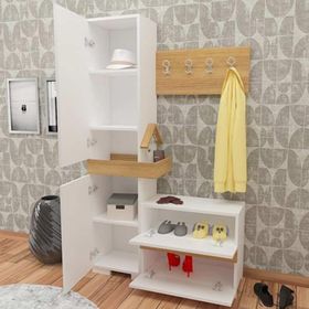 Decorotika Rufi Beyaz Teak Portmanto