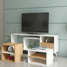 Decorotika Selin Beyaz Teak Tv Ünitesi
