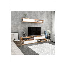 Decorotika Sims Beyaz-Teak Tv Ünitesi