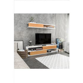 Decorotika Sims Beyaz-Teak Tv Ünitesi
