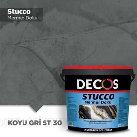 Decos ST30 Stucco Mermer 20 kg Koyu Gri Doku Kaplama Boyası