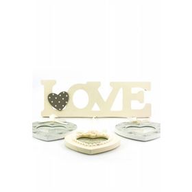 Decotown Love 3 Lü Ahşap Fotoğraf Çerçevesi