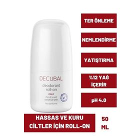 Decubal Kuru ve Hassas Ciltler İçin 50 ml Deodorant Roll-On