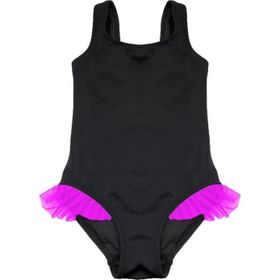 Deep Beach DB200618CM Siyah Pembe Fırfır Detaylı Kız Çocuk Mayo