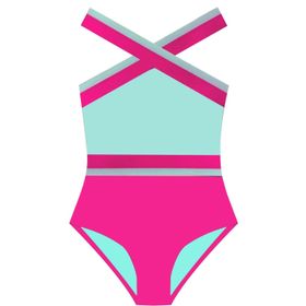 Deep Beach DB200703CM Mint-Fuşya Kız Çocuk Mayo