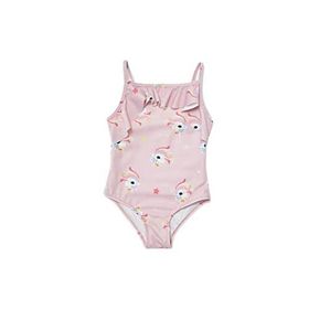 Deep Beach DB200721CM Unicorn Baskılı Fırfır Detaylı Kız Çocuk Mayo
