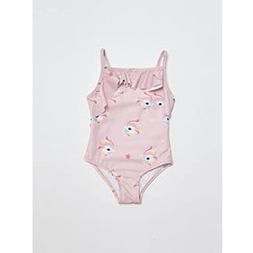 Deep Beach DB200721CM Unicorn Baskılı Fırfır Detaylı Kız Çocuk Mayo