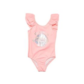 Deep Beach DB200722CM Varak Baskılı Açık Pembe Kız Çocuk Mayo