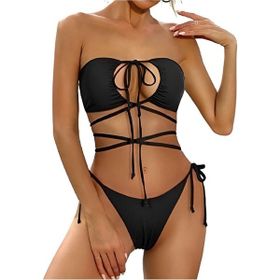 Deep Beach DB200780BT Bağlama Detaylı Siyah Kadın Bikini