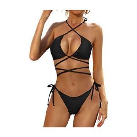 Deep Beach DB200780BT Bağlama Detaylı Siyah Kadın Bikini