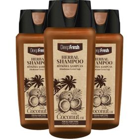Deep Fresh 3 x 500 ml Herbal Bitkisel Şampuan Hindistan Cevizi Yağı Özlü Tüm Saçlar
