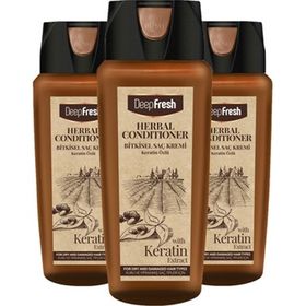 Deep Fresh 3x500 ml Herbal Bitkisel Keratin Özlü Kuru ve Yıpranmış Saçlar İçin Saç Kremi