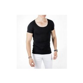 Deepsea 1801199 Beyaz Geniş Yakalı Erkek T-shirt