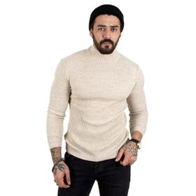 Deepsea 2100015 Siyah Balıkçı Yaka Çizgili Slim Fit Erkek Örme Kazak