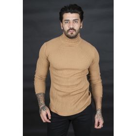 Deepsea 2100015 Siyah Balıkçı Yaka Çizgili Slim Fit Erkek Örme Kazak