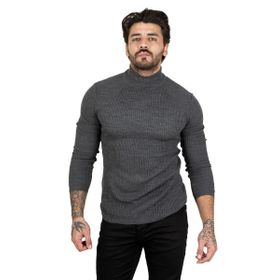 Deepsea 2100015 Siyah Balıkçı Yaka Çizgili Slim Fit Erkek Örme Kazak