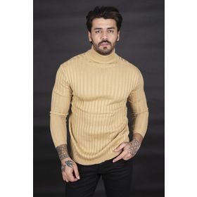 Deepsea 2100017 Camel Yarım Balıkçı Erkek Örme Kazak