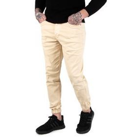 Deepsea 2104659 Erkek Krem Lazer Kesim Lastik Paça Likralı Kot Pantolon